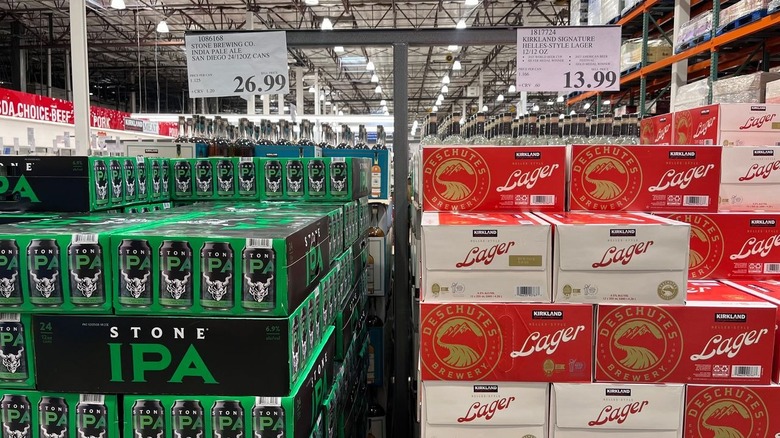 Stone IPA and Kirkland Lager at Costco