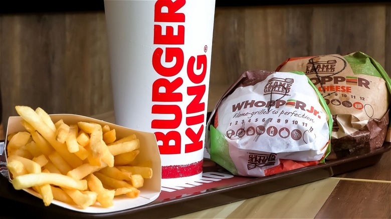 Whoppers, fries, and a drink from Burger King
