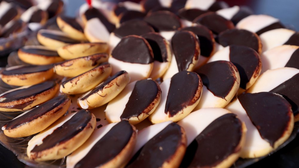 Platter of black and white cookies