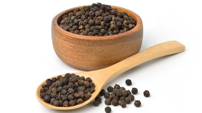 Black pepper in a bowl