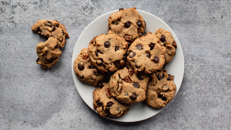 Plate of chocolate chip cookies