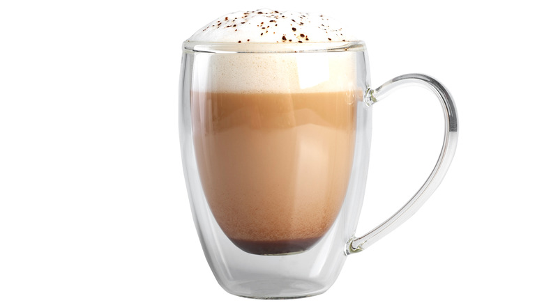 Cappuccino in a glass mug