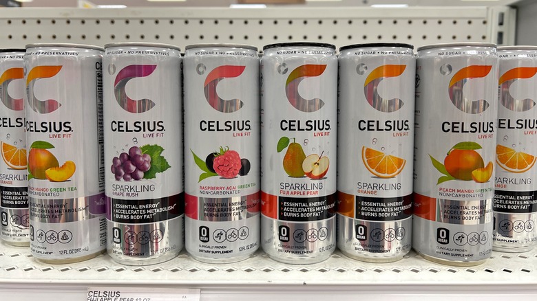 Celsius energy drink on store shelves 