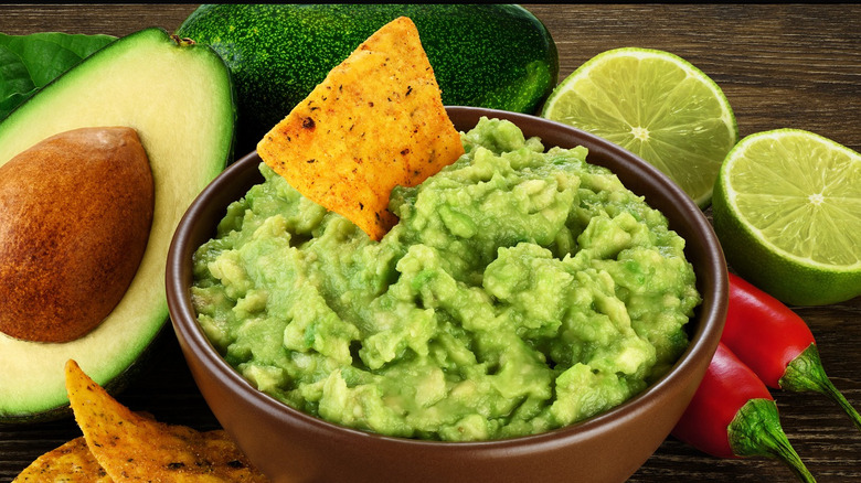 fresh guacamole and chips