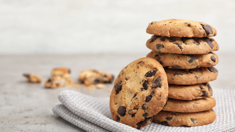 Stack of chocolate chip cookies