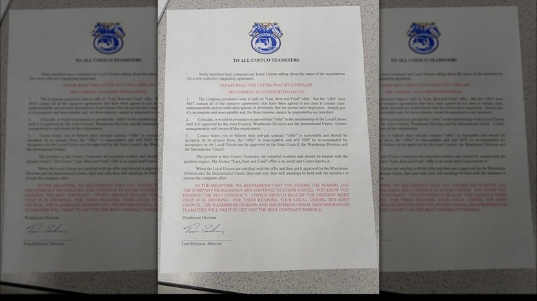 White teamsters union letter