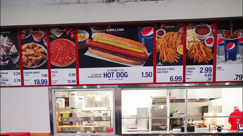 A Costco food court menu in Alberta, Canada
