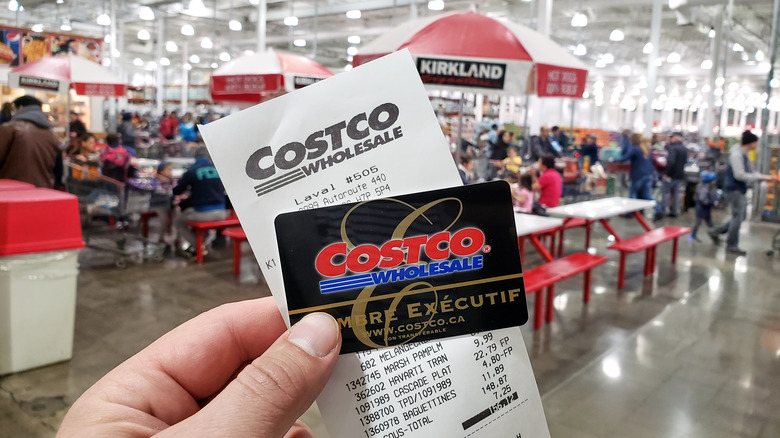 Costco receipt and membership card