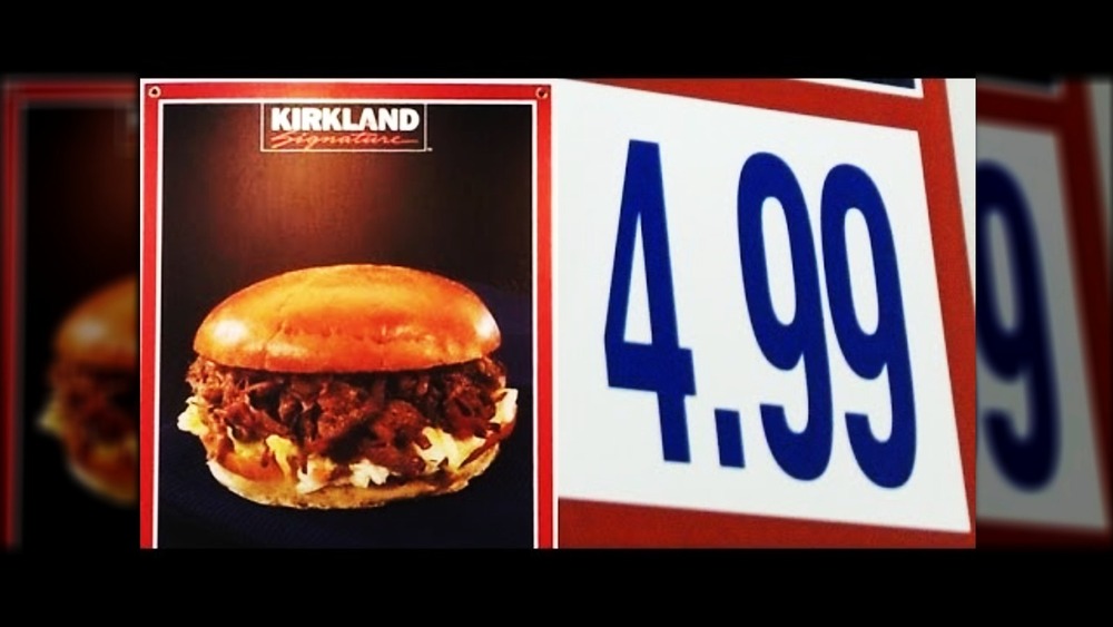 Costco brisket sandwich and price on menu board