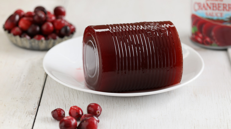 Canned cranberry sauce on side