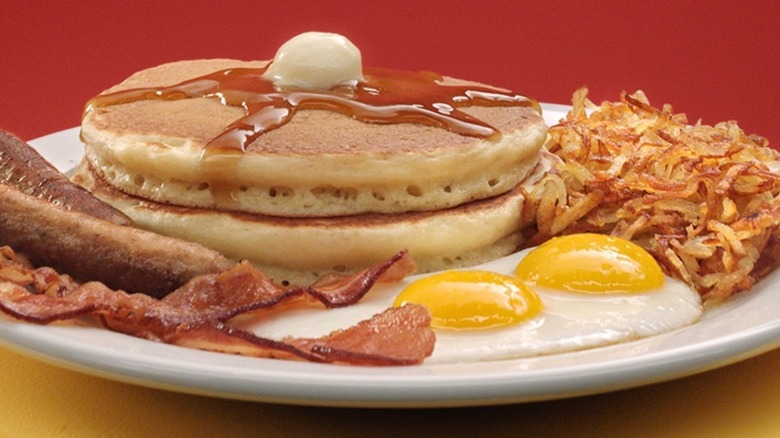 Pancakes, eggs, and hash browns