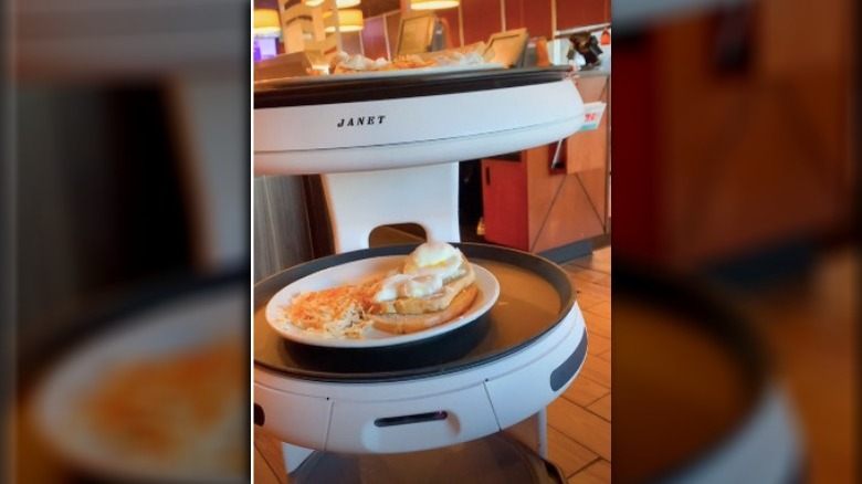 A robot waiter at Denny's