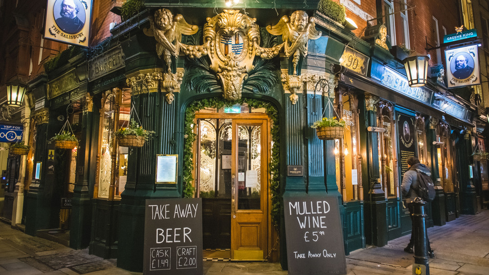 Exterior shot of British pub in London 