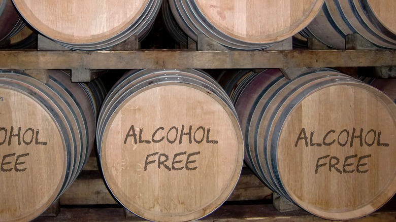 Alcohol free signs marked on barrels