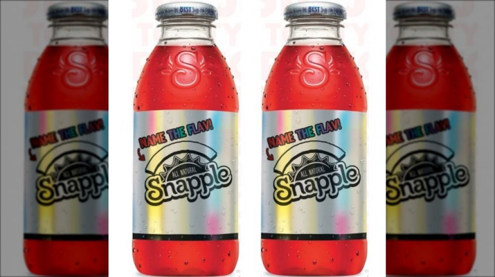 Two bottles of Snapple's new summer 2020 mystery flavor