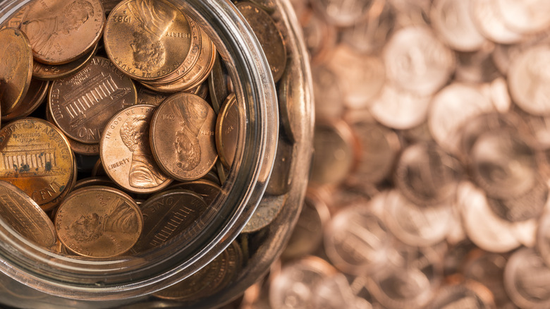 A jar of pennies 