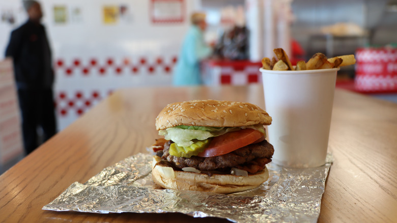 Five Guys hamburger and fries