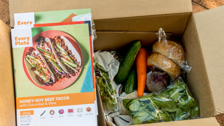 Interior of a HelloFresh delivery box