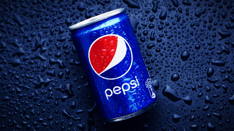 Can of Pepsi on dark background