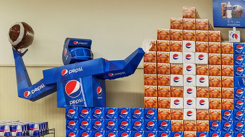 Pepsi NFL display made from boxes