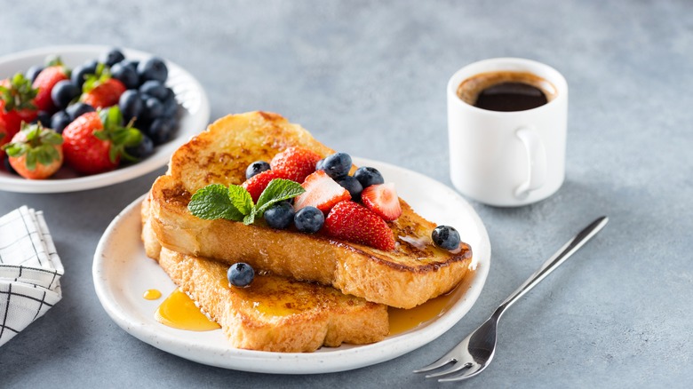 French toast with fruit and espresso