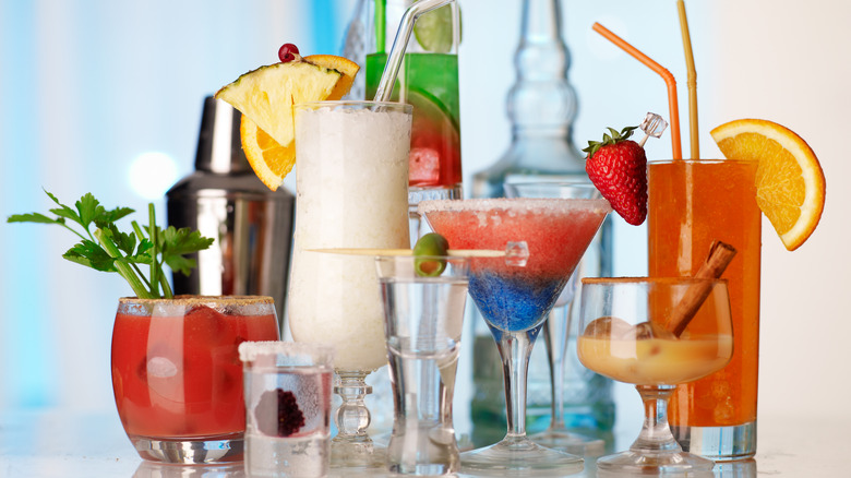 group of tropical cocktails