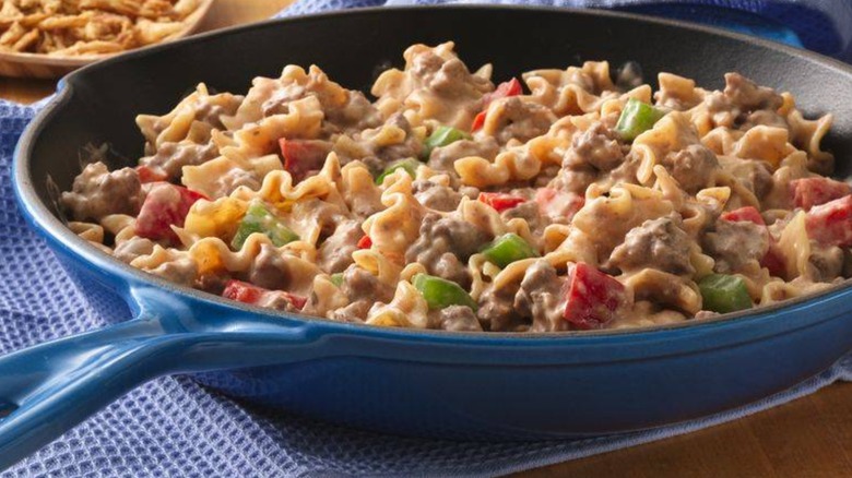 Hamburger Helper in pan