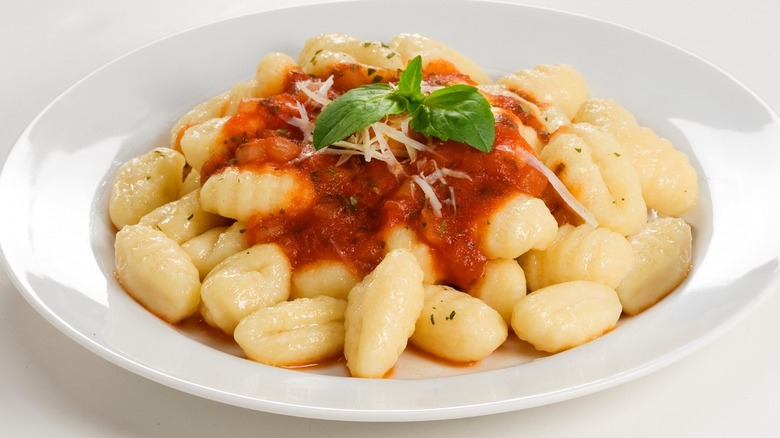Gnocchi with sauce on plate