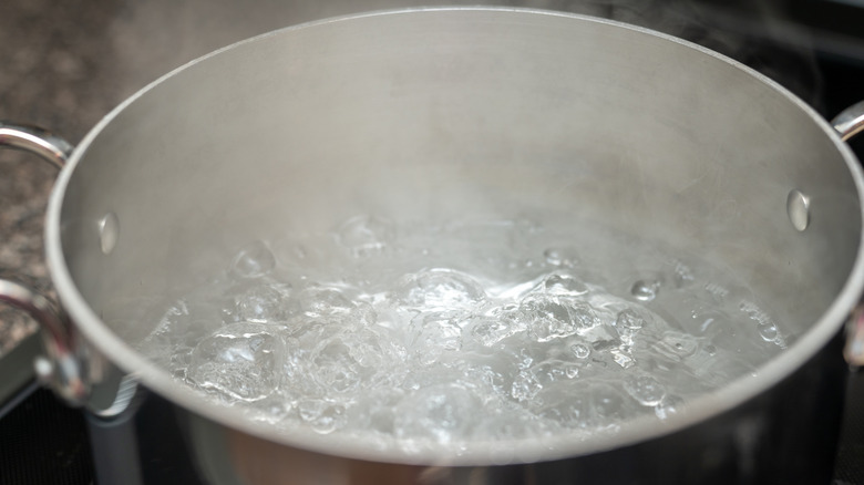 Water is boiling in a pot.