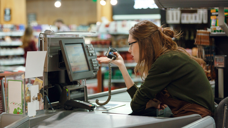 a confused cashier