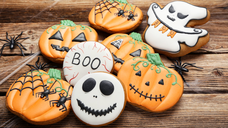 Halloween cookies on wood table