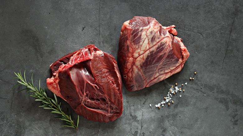 Raw beef hearts