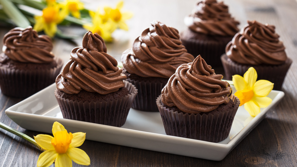 Chocolate cupcakes with chocolate icing