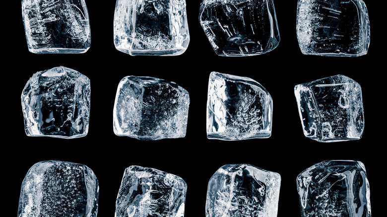 Ice cubes on black background