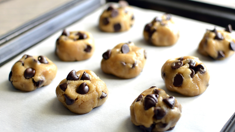 Cookie dough on parchment paper