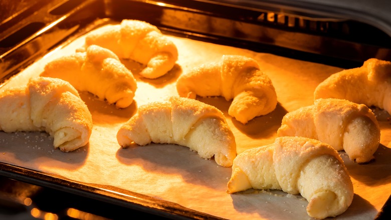 Croissants on parchment paper
