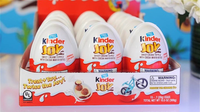 White Kinder Eggs in a box