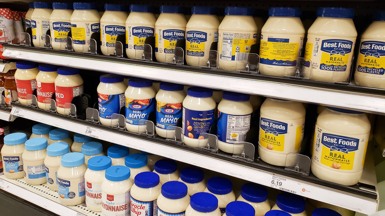 Mayonnaise on grocery shelf