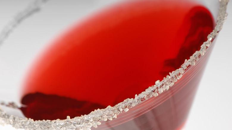 red cocktail with sugar rim