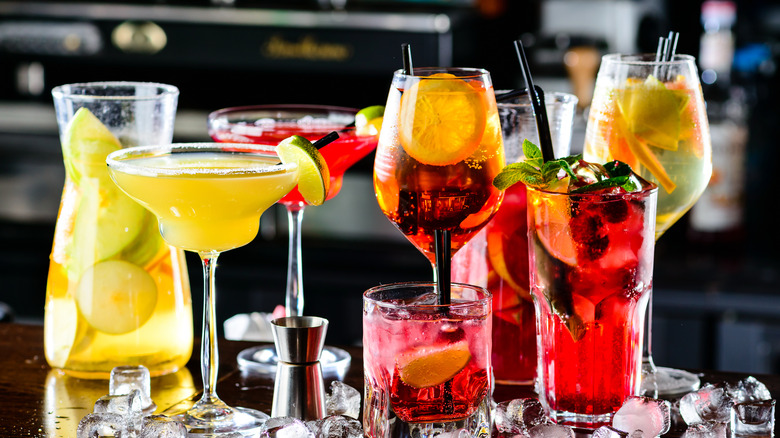 selection of drinks with garnishes