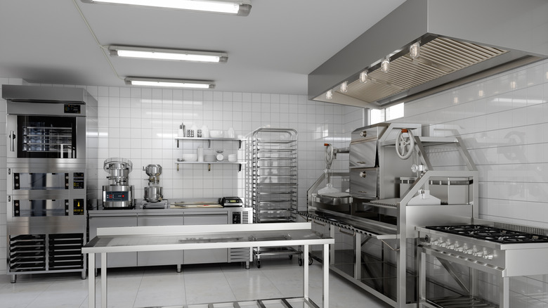 A commercial kitchen space