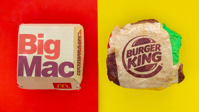 Big Mac and Whopper in their respective packaging