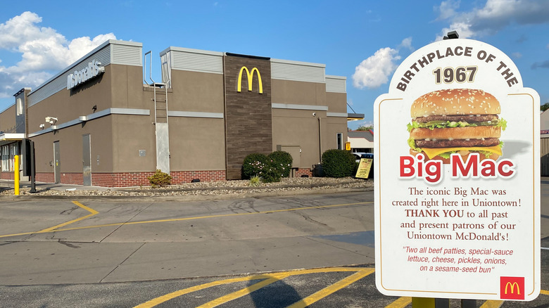 The exterior of the Uniontown, Pennsylvania McDonald's, birthplace of the Big Mac.