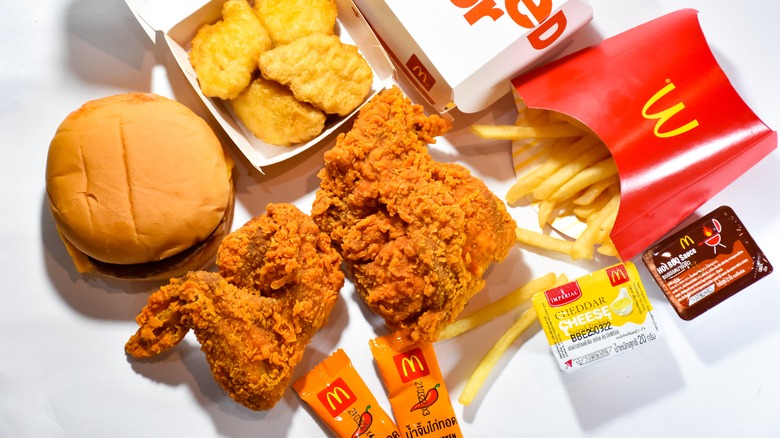 McDonald's fried chicken with other menu items