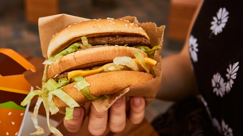 Person holding big mac