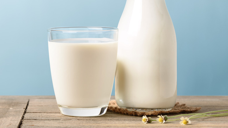 A jug and glass of milk