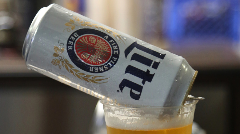 Miller Lite being poured into a glass