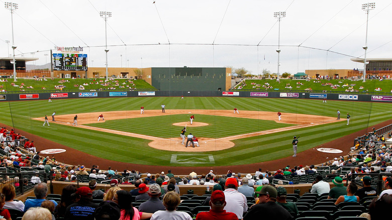 Baseball diamond with Oakland A's