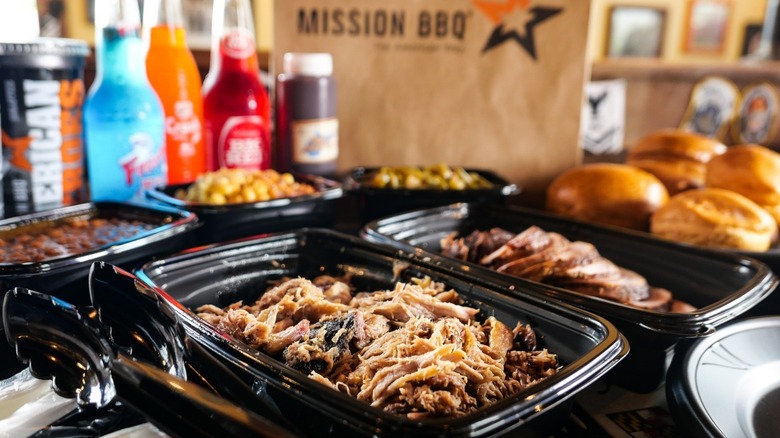 Barbecued meats and side dishes from Mission BBQ