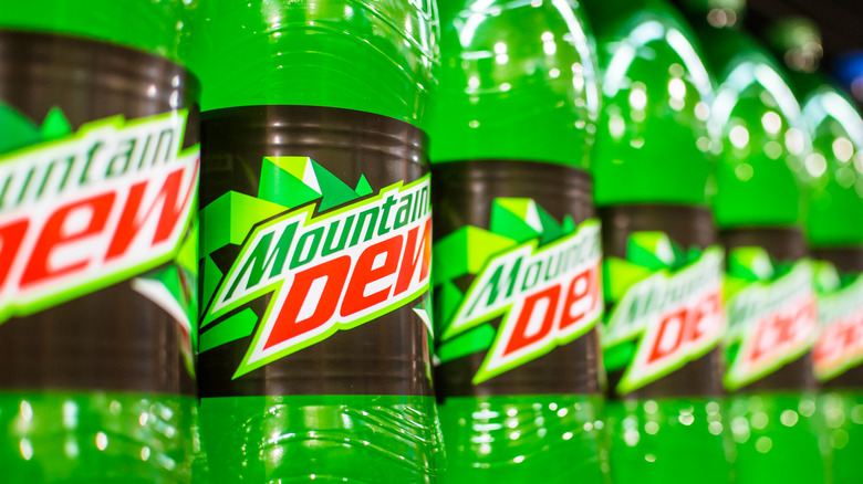 Mountain Dew bottles on display